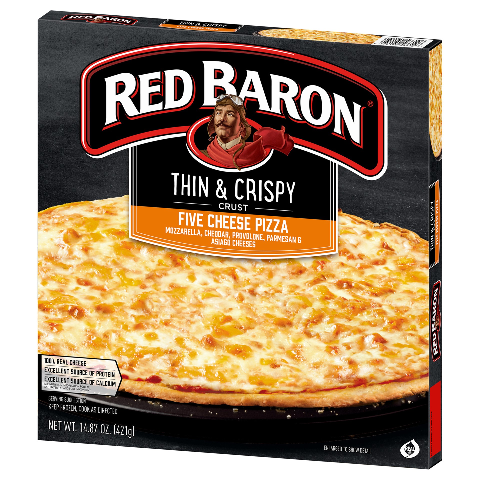 slide 4 of 5, Red Baron Pizza, Thin & Crispy Five Cheese, 14.87 oz, 14.87 oz