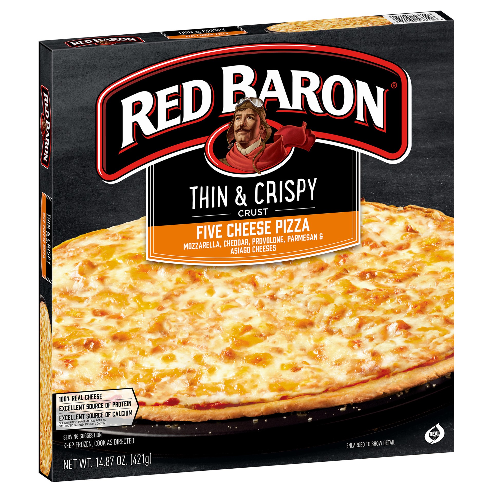 slide 2 of 5, Red Baron Pizza, Thin & Crispy Five Cheese, 14.87 oz, 14.87 oz