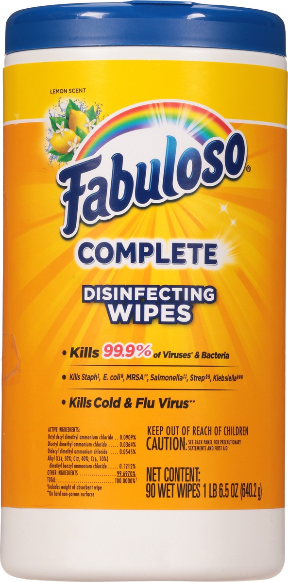 slide 8 of 10, Fabuloso Complete Disinfecting Wipes, 90 ct