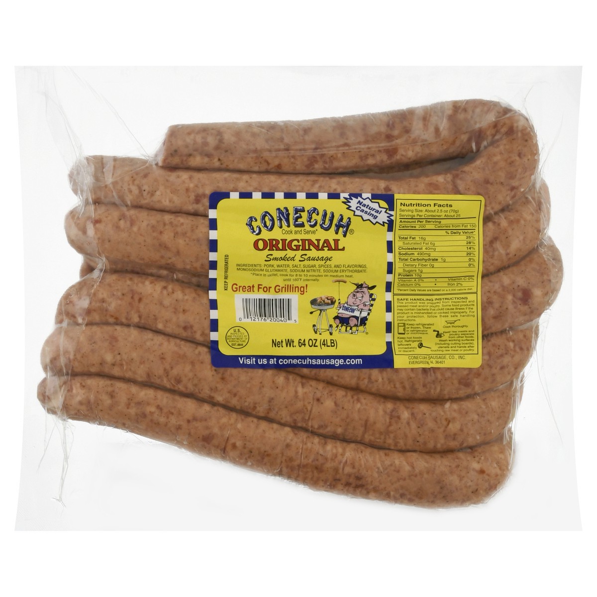 slide 1 of 10, Conecuh Original Smoked Sausage, 4 lb