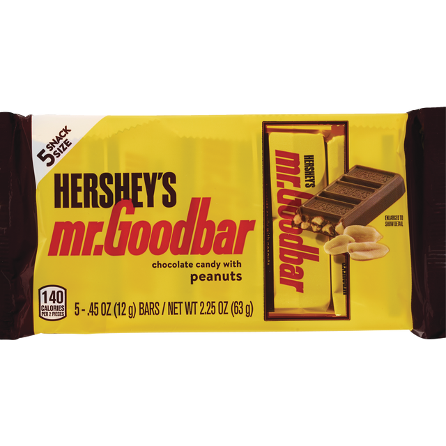 slide 1 of 1, Hershey's MR. GOODBAR Chocolate With Peanuts Snack Size, Candy Bars, 0.45 oz (5 Count), 1 ct