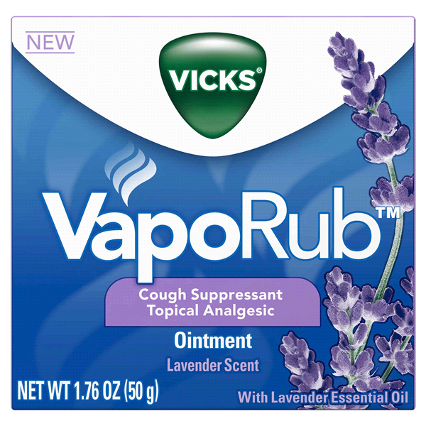 slide 1 of 29, Vicks Vaporub Lavender Scented Chest Rub Ointment For Relief From Cough, Cold, Aches, And Pains, With Original Medicated Vicks Vapors, 1.76 oz