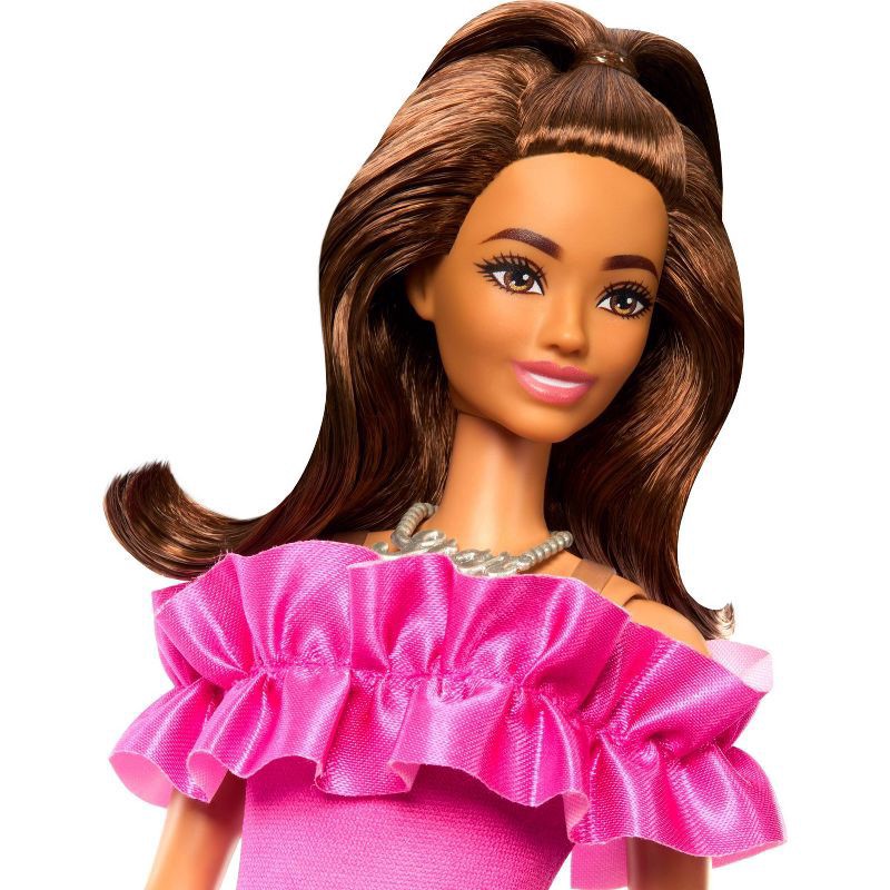 slide 6 of 6, Barbie Fashionista Doll Pink Ruffle Sleeves Dress, 1 ct