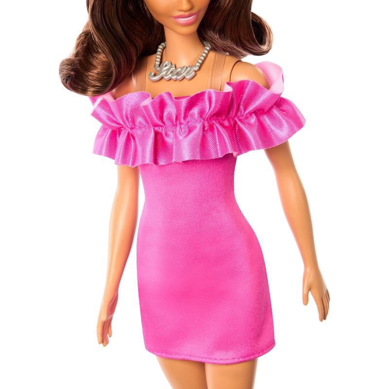 slide 3 of 6, Barbie Fashionista Doll Pink Ruffle Sleeves Dress, 1 ct