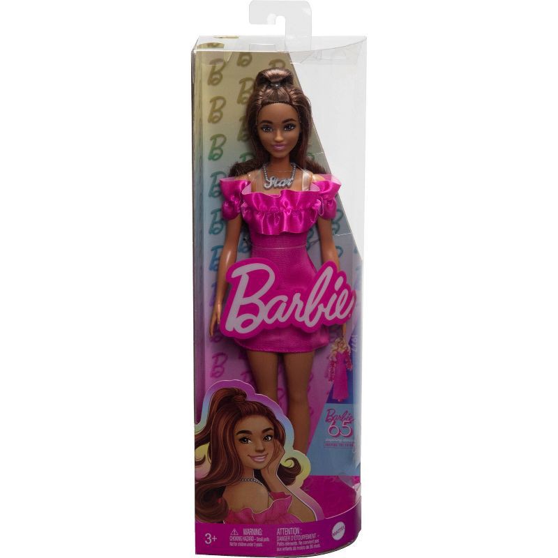 slide 2 of 6, Barbie Fashionista Doll Pink Ruffle Sleeves Dress, 1 ct