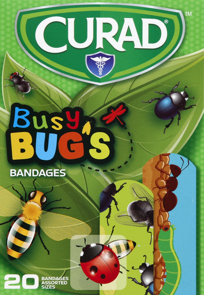 slide 1 of 1, Curad Busy Bugs Assorted Bandages, 20 ct