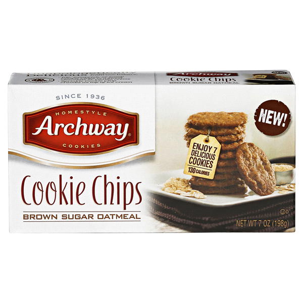 slide 1 of 1, Archway Cookies Brown Sugar Oatmeal Cookie Chips, 7 oz