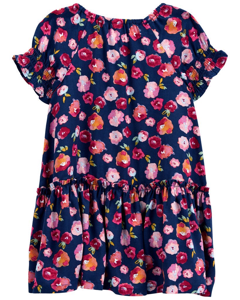slide 3 of 3, Carter's Toddler Floral Drop Waist Dress Navy 5T, 1 ct