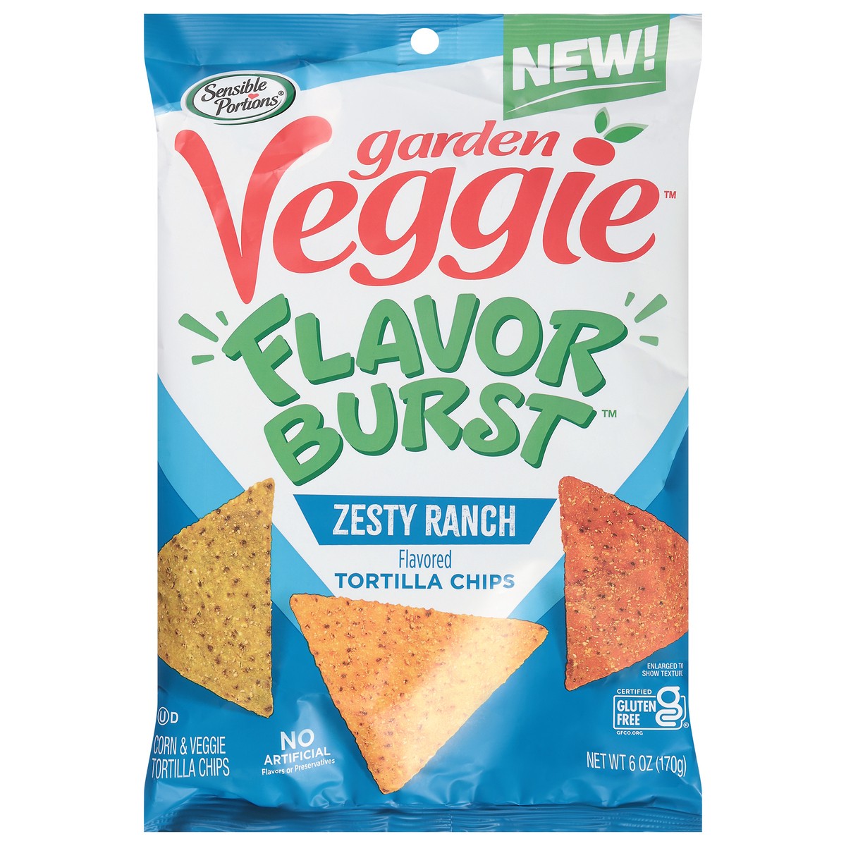 slide 1 of 13, Sensible Portions Garden Veggie Zesty Ranch Tortilla Chips 6 oz, 6 oz