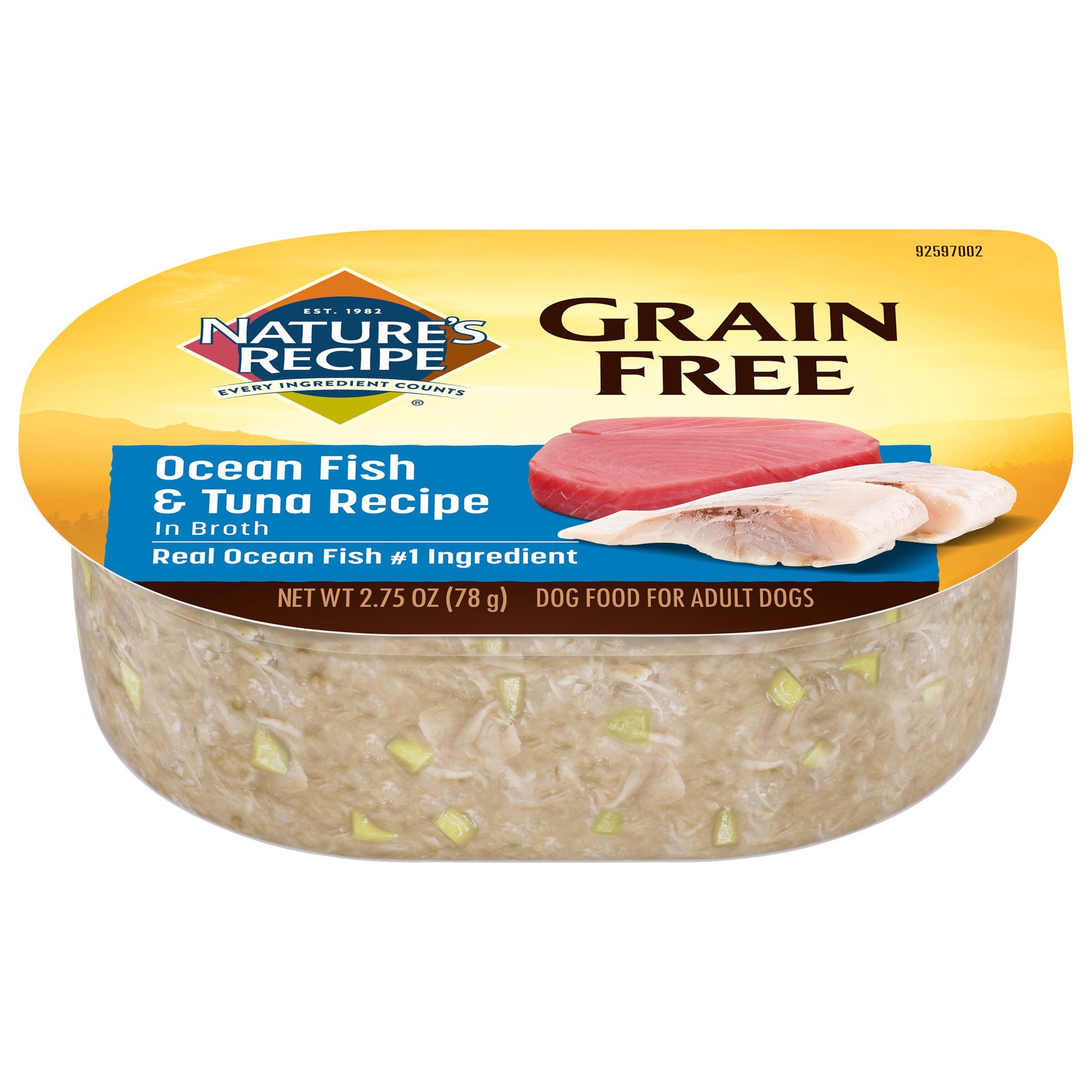 slide 1 of 6, Nature's Recipe Grain Free Ocean Fish & Tuna Recipe In Broth Wet Dog Food, 2.75-Ounce, 2.75 oz