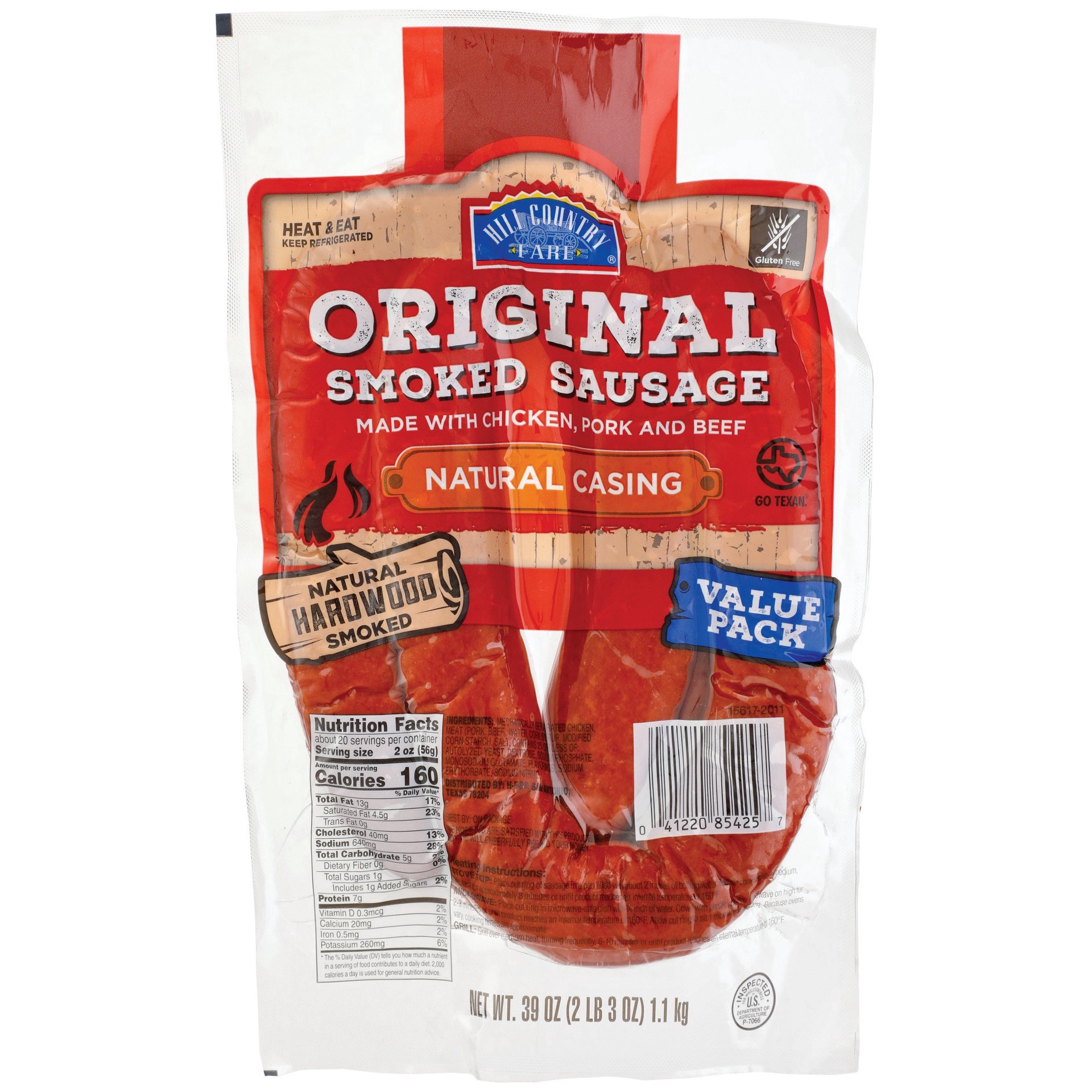 slide 1 of 1, Hill Country Fare Original Smoked Sausage Value Pack, 42 oz