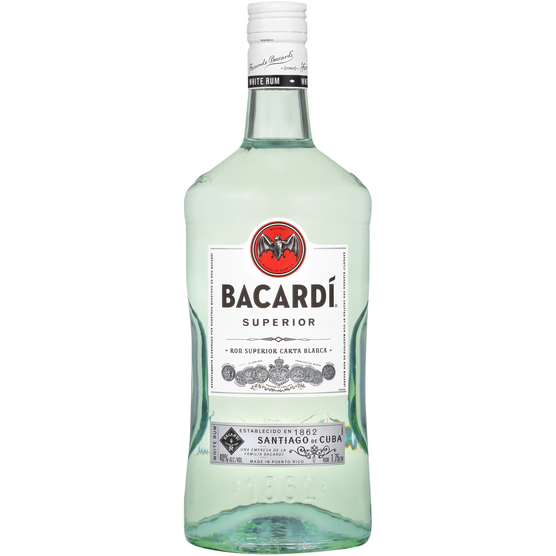 slide 1 of 5, Bacardí Bacardi Superior White Rum, Gluten Free 40% 175Cl/1.75L, 1.75 liter