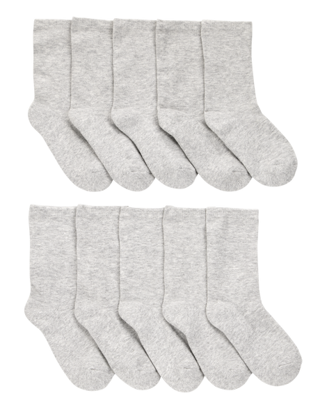 slide 1 of 1, Carter's Kid 10-Pack Crew Socks Grey 4-7, 1 ct
