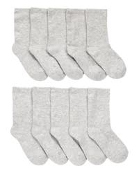 Carter's Kid 10-Pack Crew Socks Grey 4-7