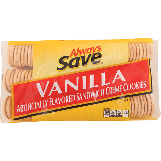 slide 1 of 1, Always Save Vanilla Sandwich Creme Cookies, 25 oz