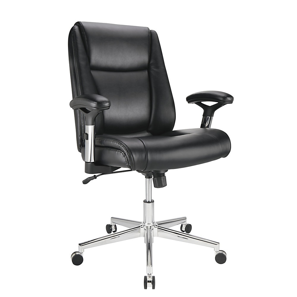 slide 1 of 4, Realspace Densey Bonded Leather Mid-Back Managerial Chair, Black, 1 ct