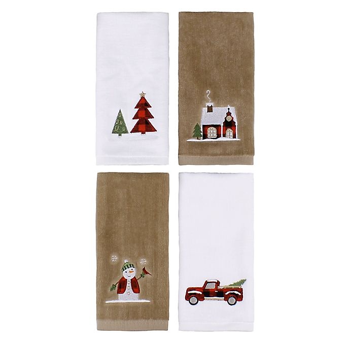 slide 1 of 2, Winter Wonderland Holiday Plaid Fingertip Towels, 4 ct