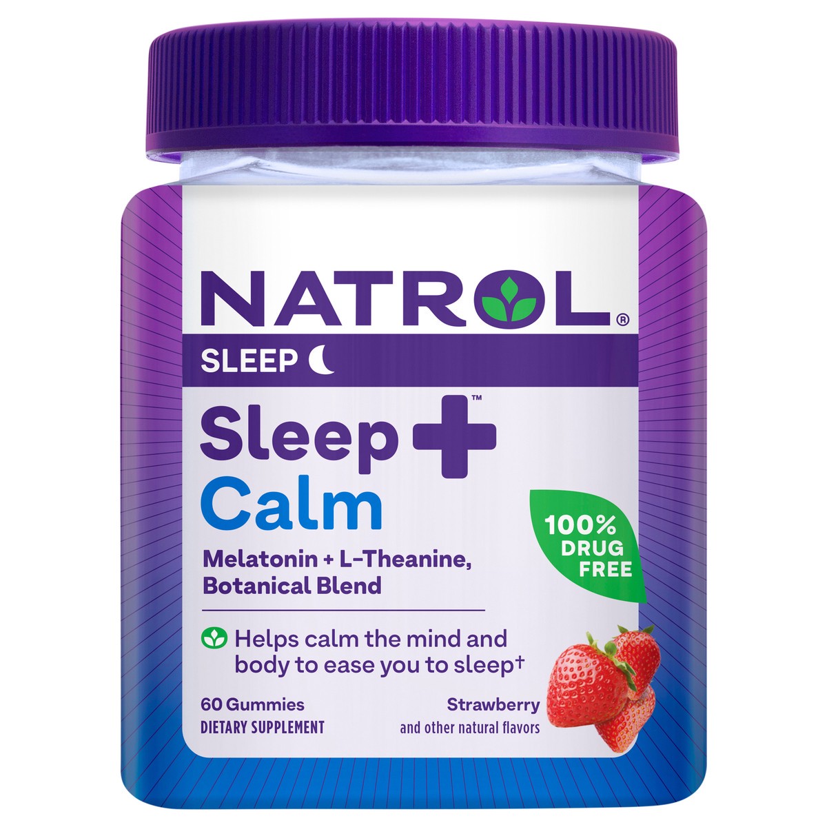 slide 1 of 9, Natrol Sleep+ Calm Melatonin Gummies for Adults, Sleep Gummies, Strawberry Flavor, 60 Gummies, 30 Day Supply, 60 ct