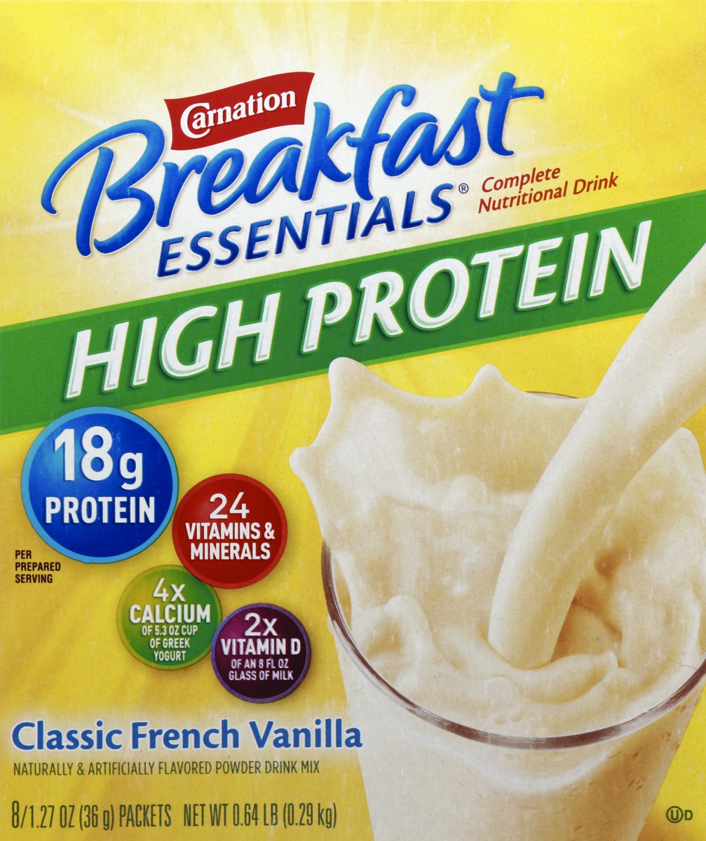 slide 5 of 5, Carnation Breakfast Essentials High Protein Powder Drink Mix Classic French Vanilla - 8 Packets, 10.16 oz