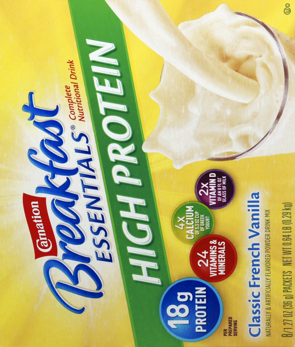 slide 2 of 5, Carnation Breakfast Essentials High Protein Powder Drink Mix Classic French Vanilla - 8 Packets, 10.16 oz