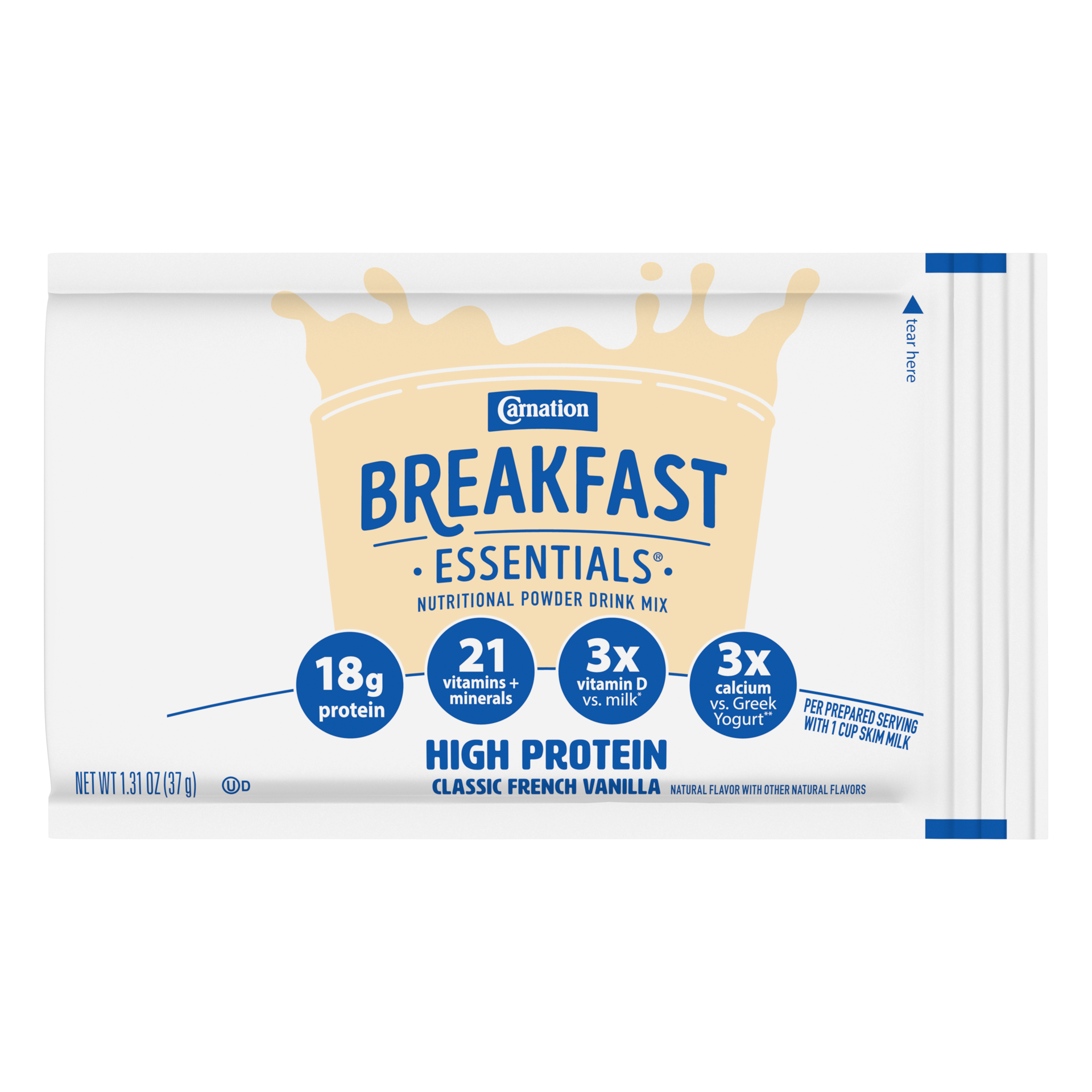 slide 1 of 5, Carnation Breakfast Essentials High Protein Powder Drink Mix Classic French Vanilla - 8 Packets, 1.27 oz