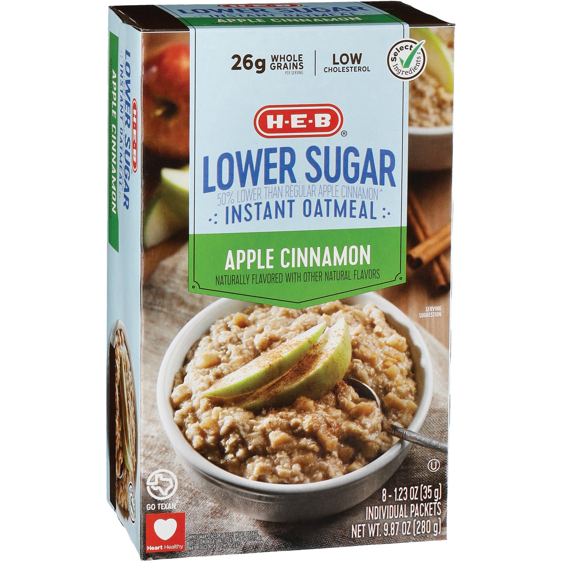 slide 1 of 1, H-B Select Ingredients Lower Sugar Apple Cinnamon Instant Oatmeal - 8 ct, 8 ct