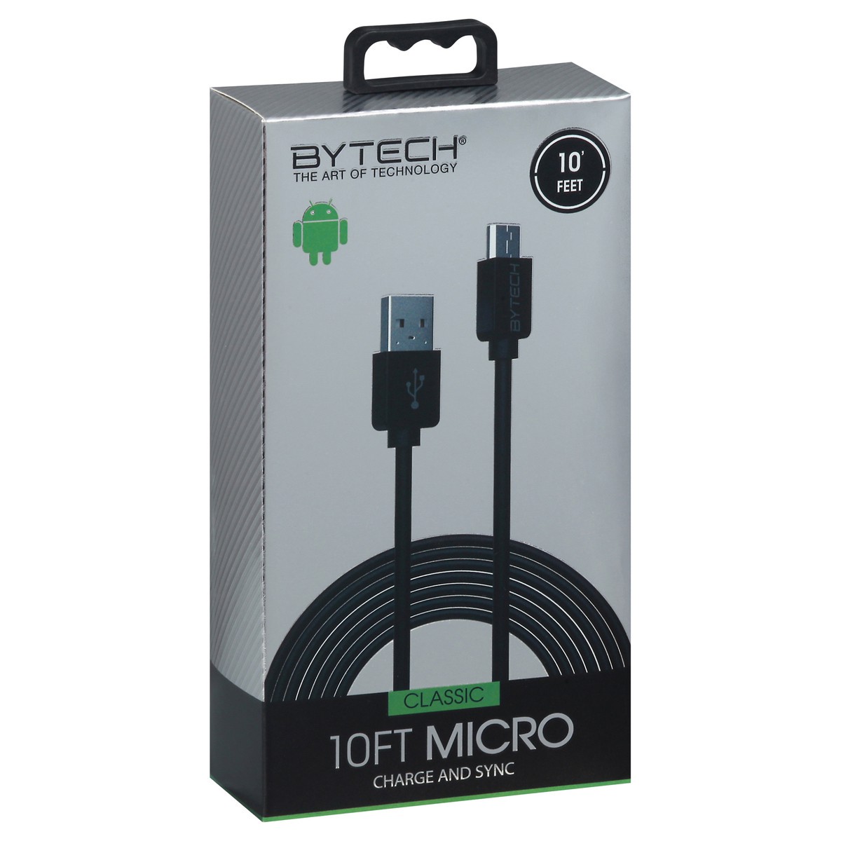 slide 6 of 11, Bytech Durable Extra Thick Micro USB Cable, Black, 10 ft