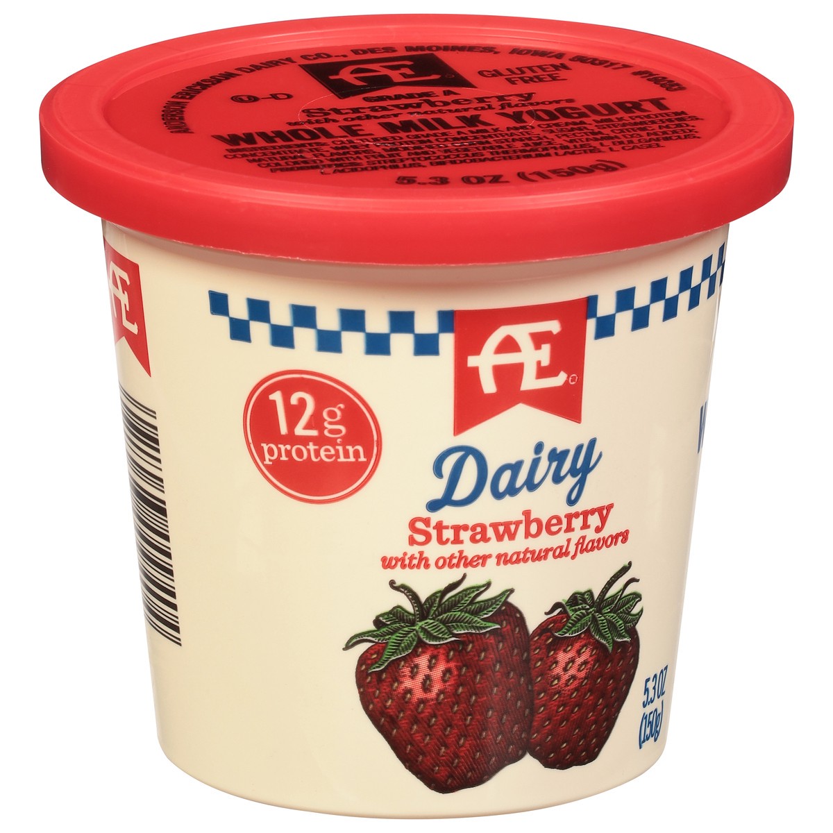 slide 2 of 9, AE Dairy Whole Milk Strawberry Yogurt 5.3 oz, 5.3 oz