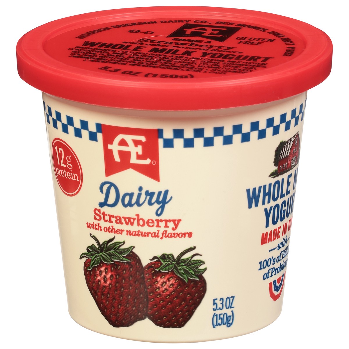 slide 3 of 9, AE Dairy Whole Milk Strawberry Yogurt 5.3 oz, 5.3 oz
