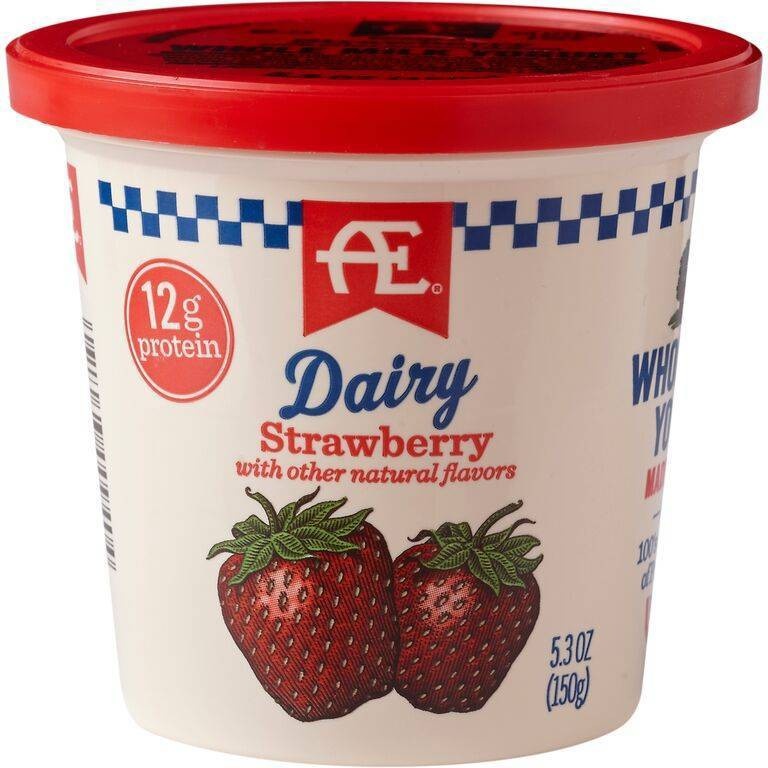 slide 1 of 1, AE Dairy Whole Milk Strawberry Yogurt, 5.3 oz