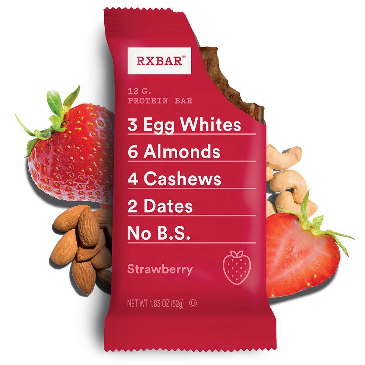 slide 5 of 5, RXBAR Protein Bars, 12g Protein, Gluten Free Snacks, Strawberry, 22oz Box, 12 Bars, 22 oz
