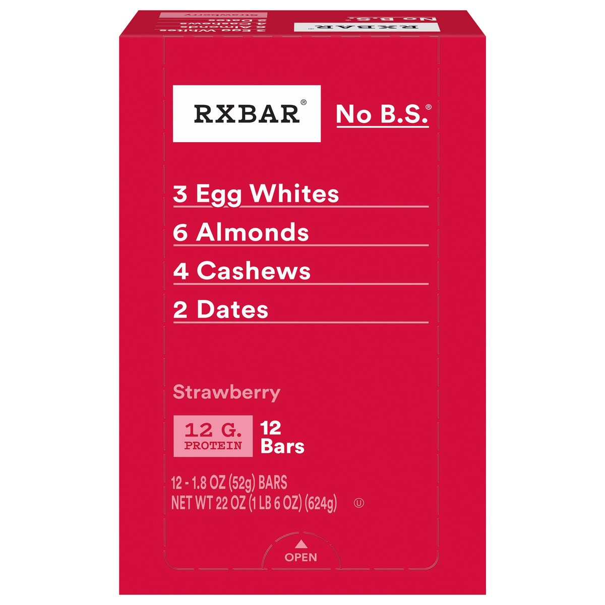 slide 1 of 5, RXBAR Protein Bars, 12g Protein, Gluten Free Snacks, Strawberry, 22oz Box, 12 Bars, 22 oz