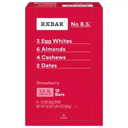 RXBAR Protein Bars, 12g Protein, Gluten Free Snacks, Strawberry, 22oz Box, 12 Bars