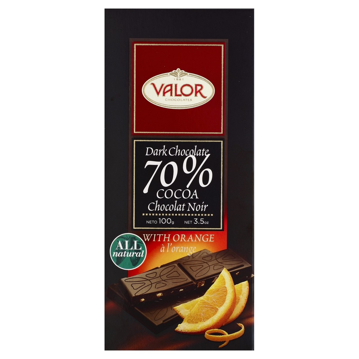 slide 3 of 5, Valor Dark Chocolate 3.5 oz, 3.5 oz