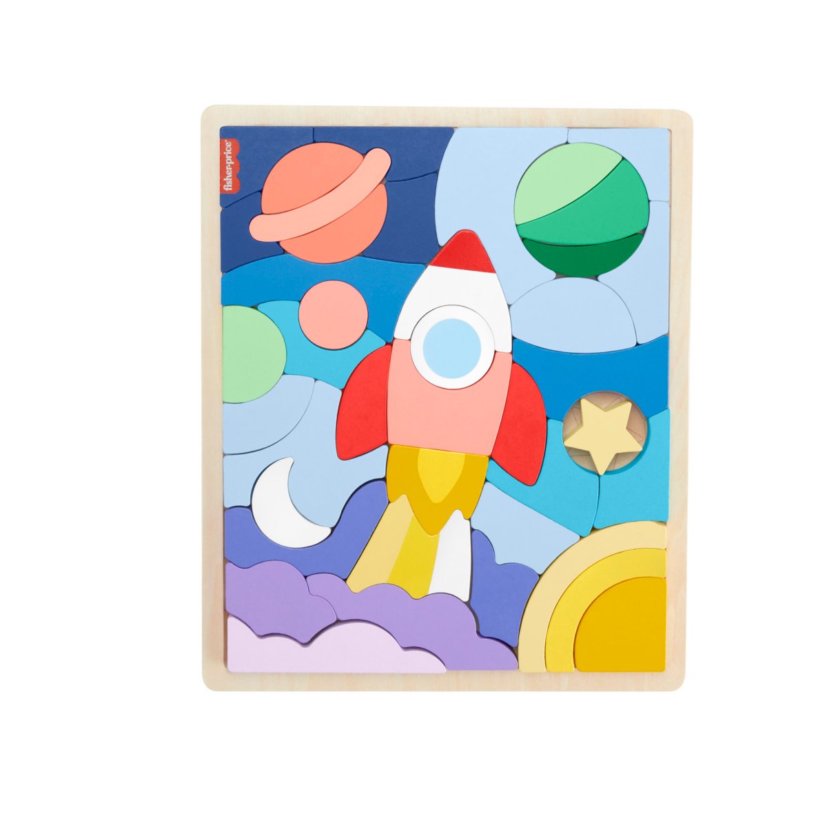 slide 16 of 17, Fisher-Price FP Wood Space Puzzle Blocks, 1 ct