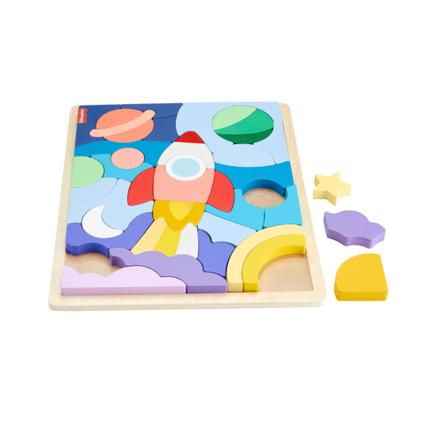 slide 4 of 17, Fisher-Price FP Wood Space Puzzle Blocks, 1 ct