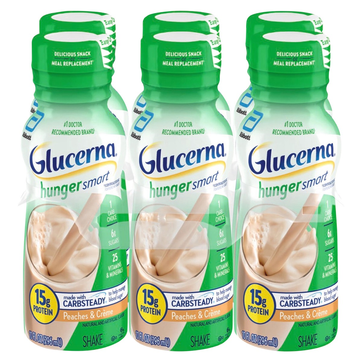 slide 1 of 1, Glucerna Hunger Smart Peaches & Creme Shake Bottle 6 ea, 6 ct