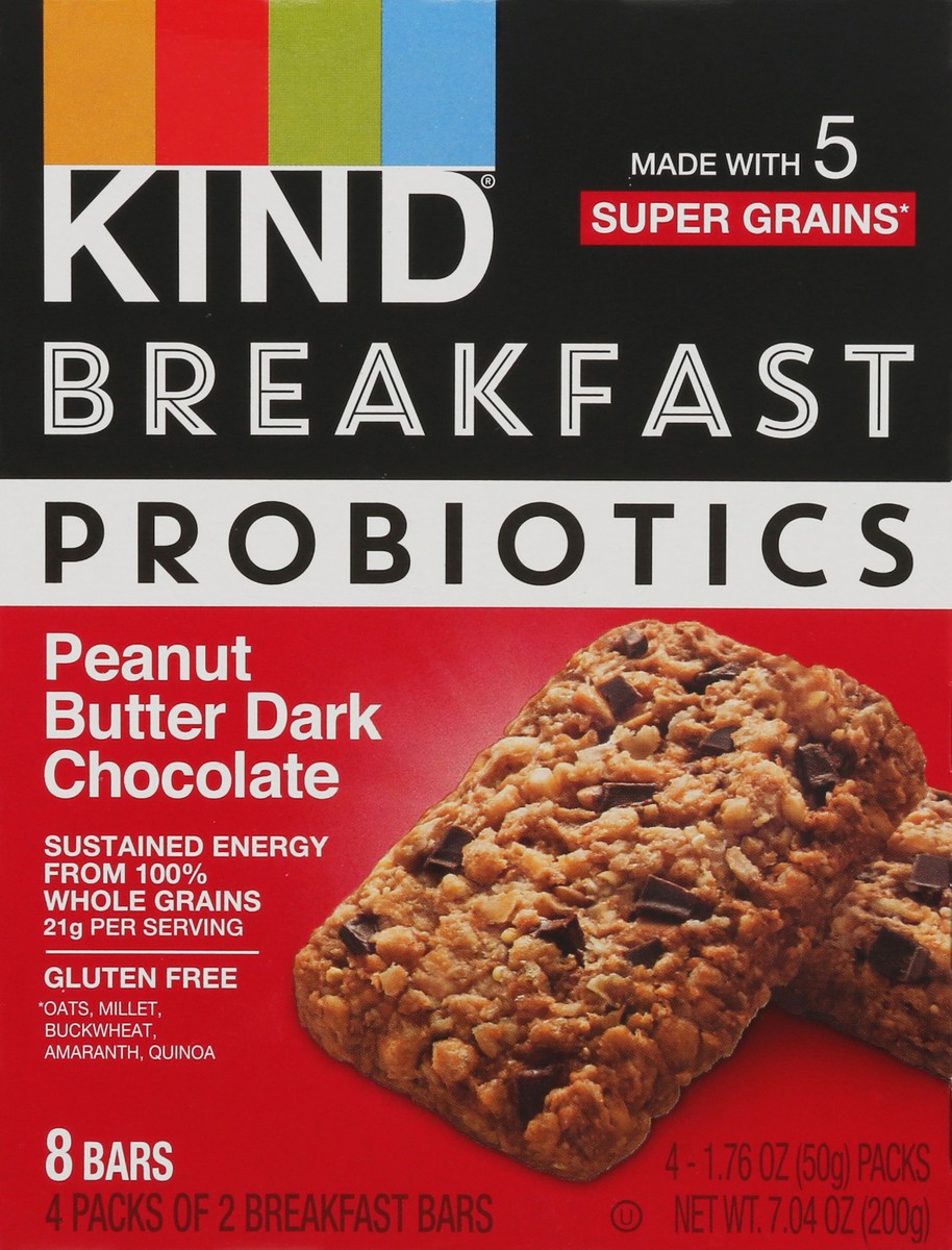 slide 13 of 13, KIND Probiotics Peanut Butter Dark Chocolate Breakfast Bars 4 ea, 4 ct