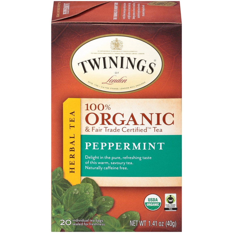 slide 1 of 7, Twinings 100% Organic & Fair Trade Certified Peppermint Tea - 1.41 oz, 1.41 oz