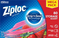 Ziploc Mega Pack Quart Storage Seal Top Bags 80 ea