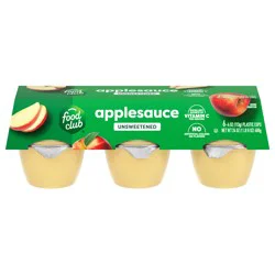 Food Club Unsweetened Applesauce 6 - 4 oz Cups