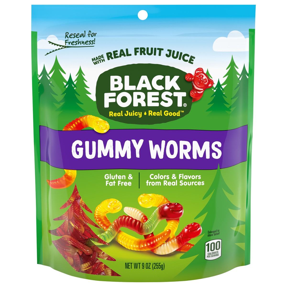 slide 1 of 5, BLACK FOREST 06884 155688 Gummy Worms DOY 3d Render 9oz No-PMT, 9 oz