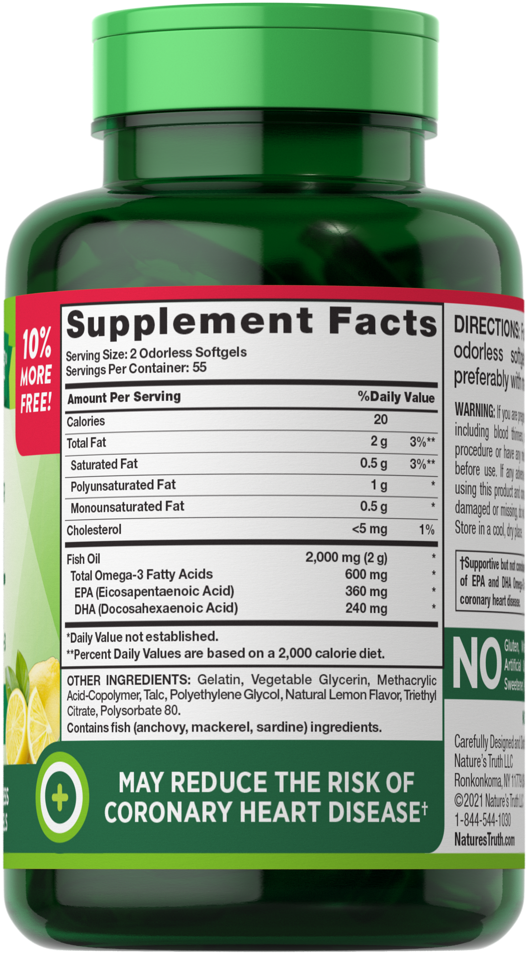 slide 2 of 4, Nature's Truth Odorless Fish Oil 2,000 mg, 110 ct