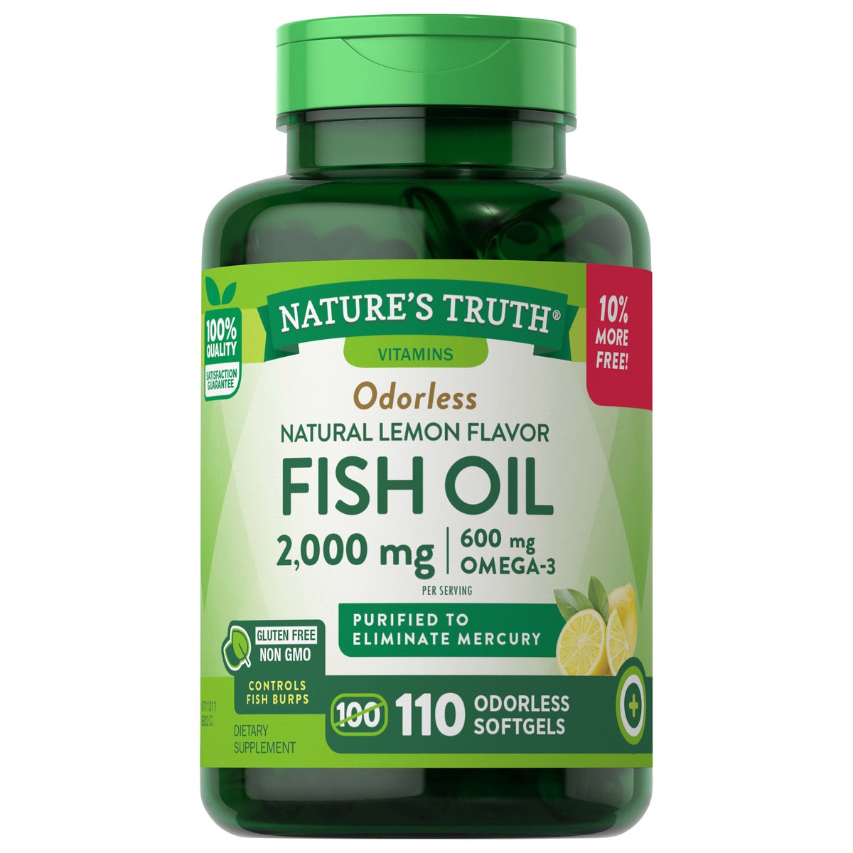 slide 1 of 4, Nature's Truth Odorless Fish Oil 2,000 mg, 110 ct