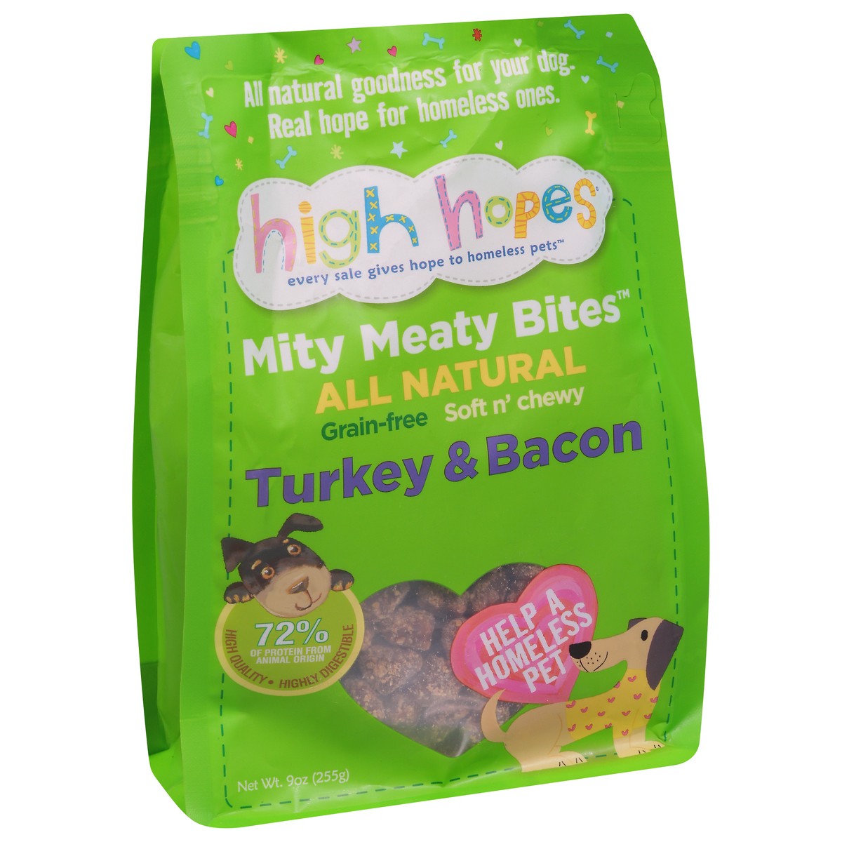 slide 13 of 14, High Hopes Mity Meaty Bites Grain-Free Turkey & Bacon Dog Food 9 oz, 9 oz