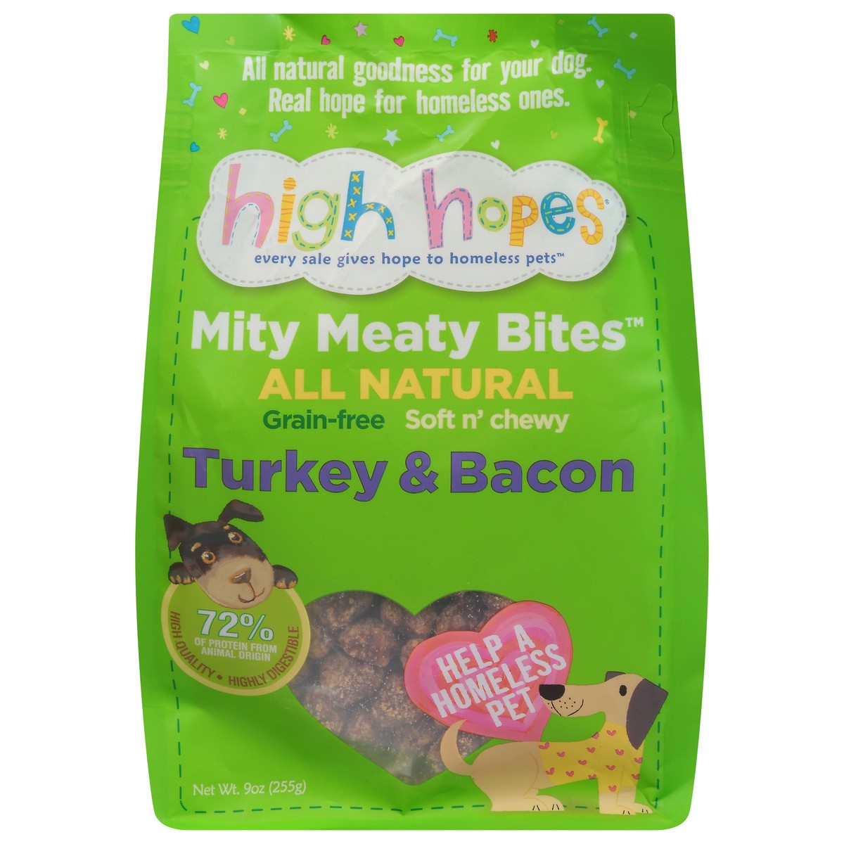slide 7 of 14, High Hopes Mity Meaty Bites Grain-Free Turkey & Bacon Dog Food 9 oz, 9 oz
