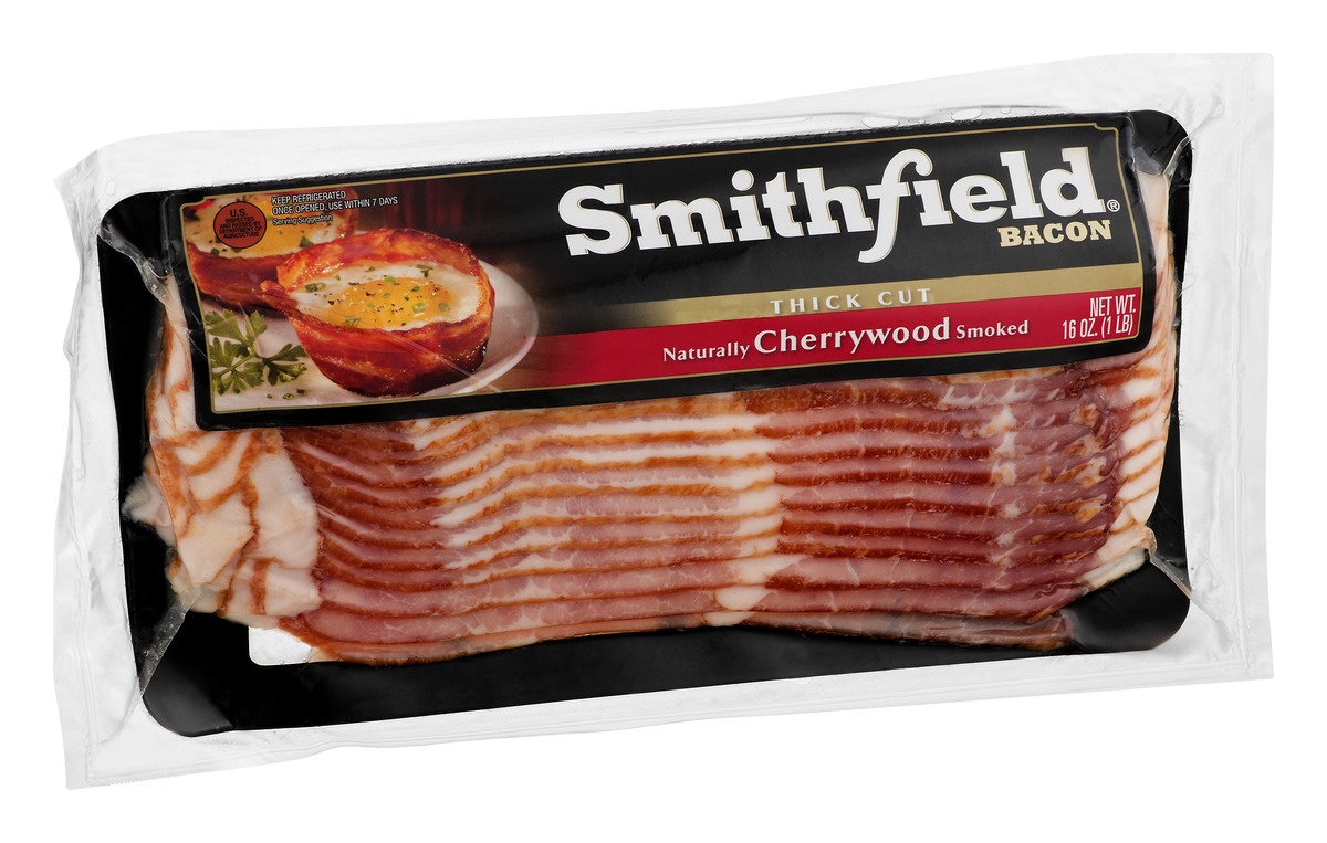 slide 2 of 10, Smithfield Thick Cut Cherrywood Smoked Bacon, 16 oz