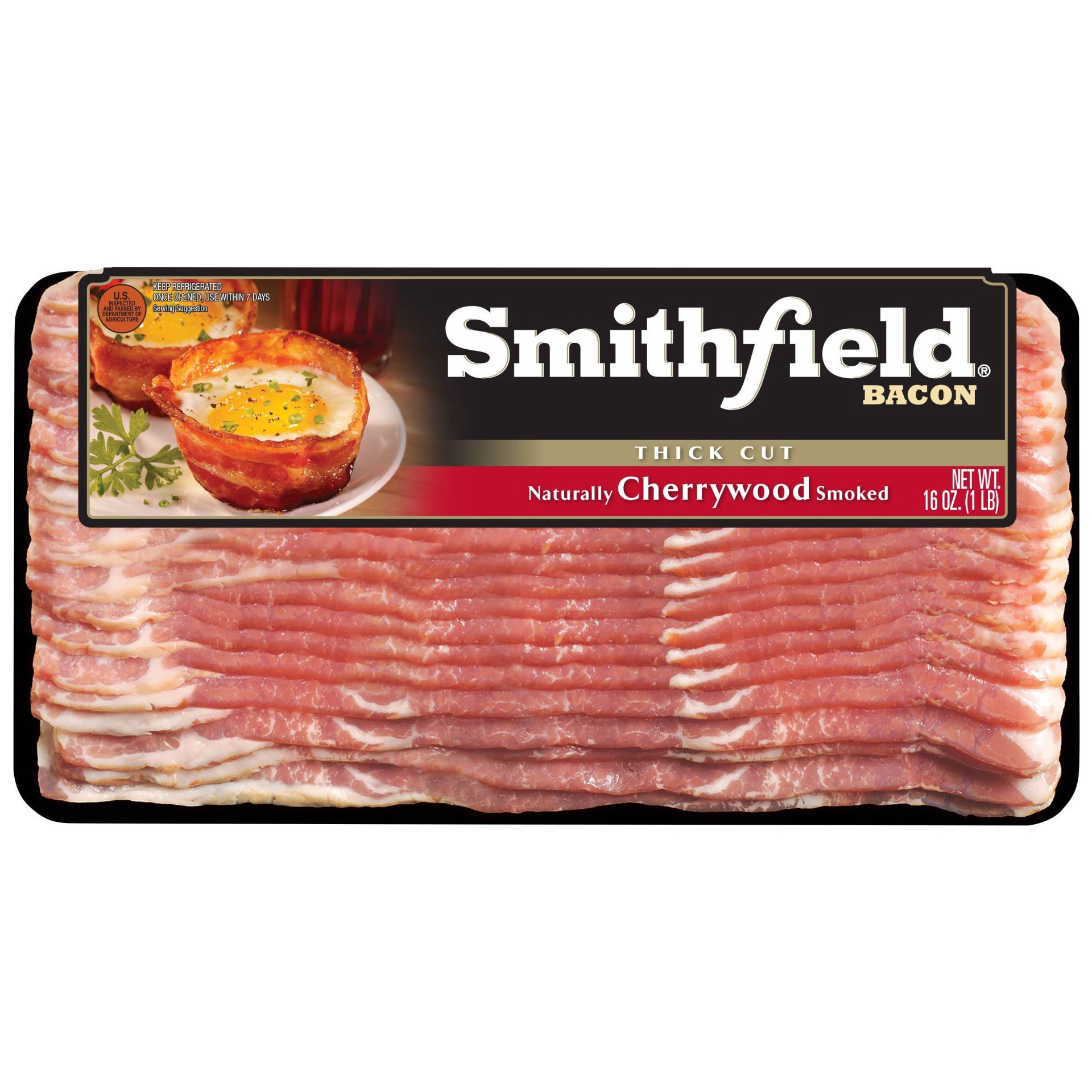 slide 1 of 5, Smithfield Cherrywood Thick Cut Bacon - 16oz, 16 oz