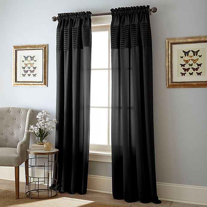 slide 1 of 1, Nanshing Nelly Rod Pocket Semi-Sheer Window Curtain Panel - Black, 84 in