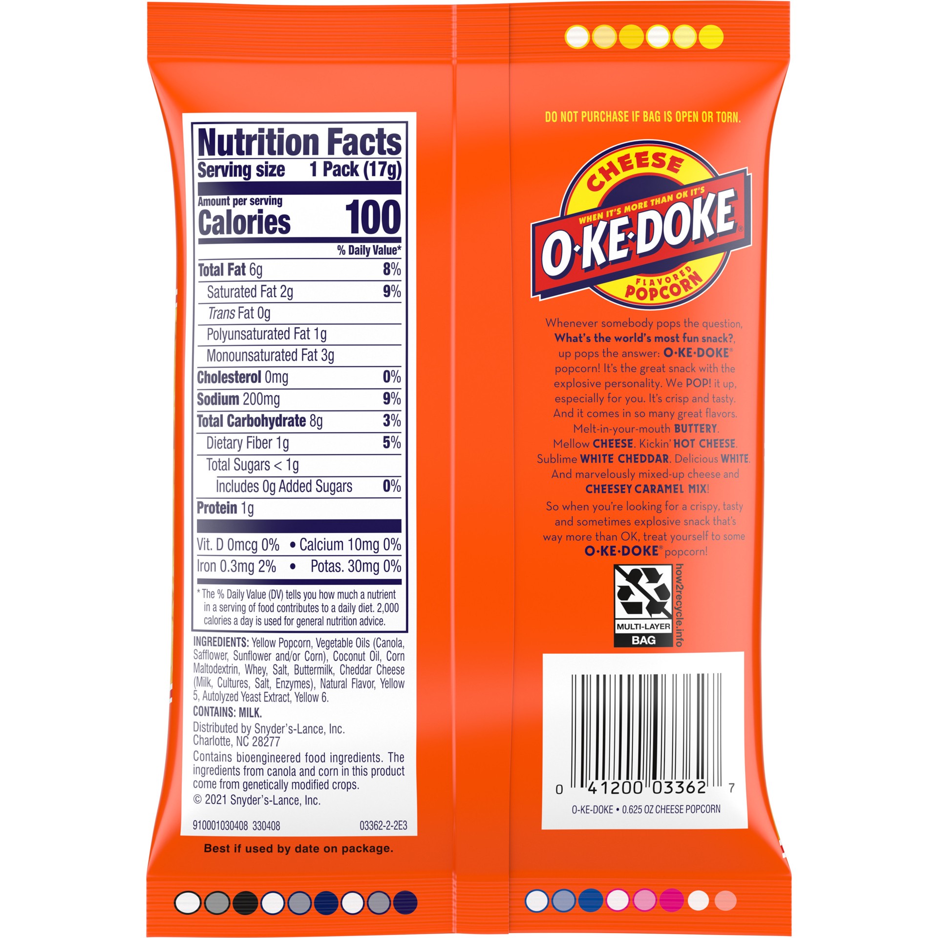 slide 5 of 6, O-Ke-Doke Popcorn, Cheese Popcorn- 0.62 oz, 0.62 oz